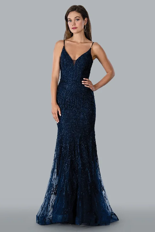 Stella Couture 23140 Size 2 Navy Long Fitted Crystal Lace Mermaid Prom Dress Backless Formal Gown Corset Stella Couture 23140 Size 2 Navy Long Fitted Crystal Lace Mermaid Prom Dress Backless Formal Gown Corset