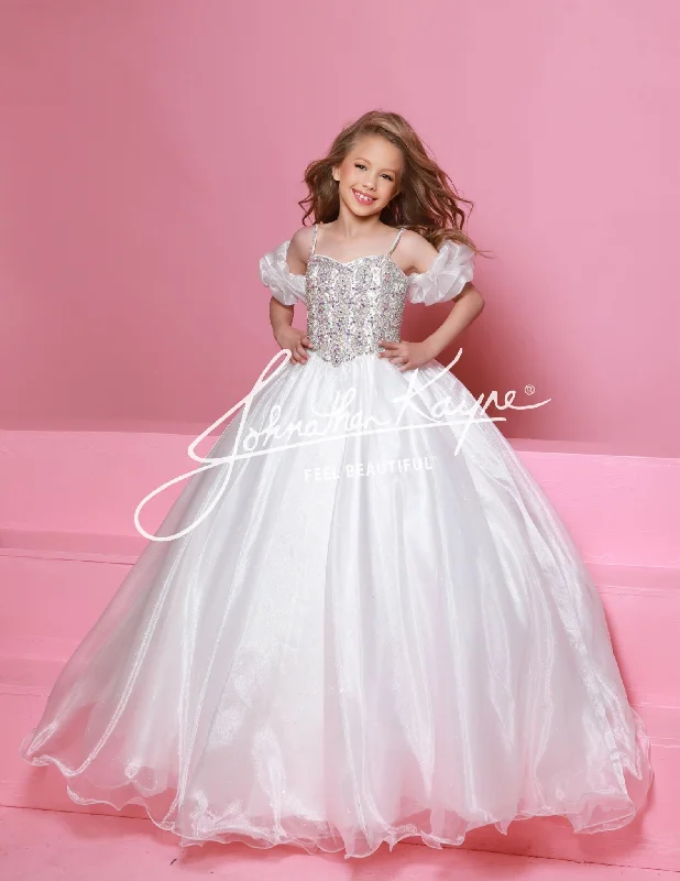 Sugar Kayne C359 Size 8 White Girls Pageant Ballgown Dress Puff Sleeves Glitter Tulle Crystal Bodice Sugar Kayne C359 Size 8 White Girls Pageant Ballgown Dress Puff Sleeves Glitter Tulle Crystal Bodice