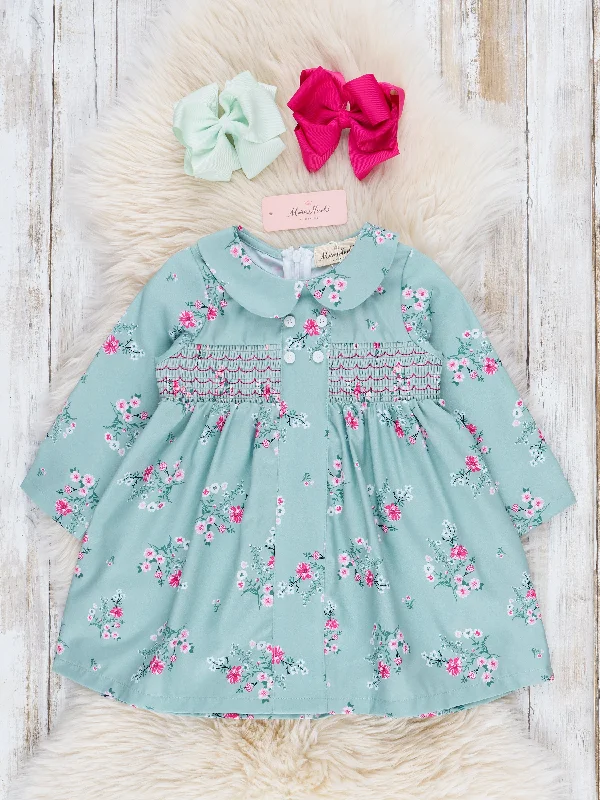 Sweet Mint Smocked Vintage Garden Dress