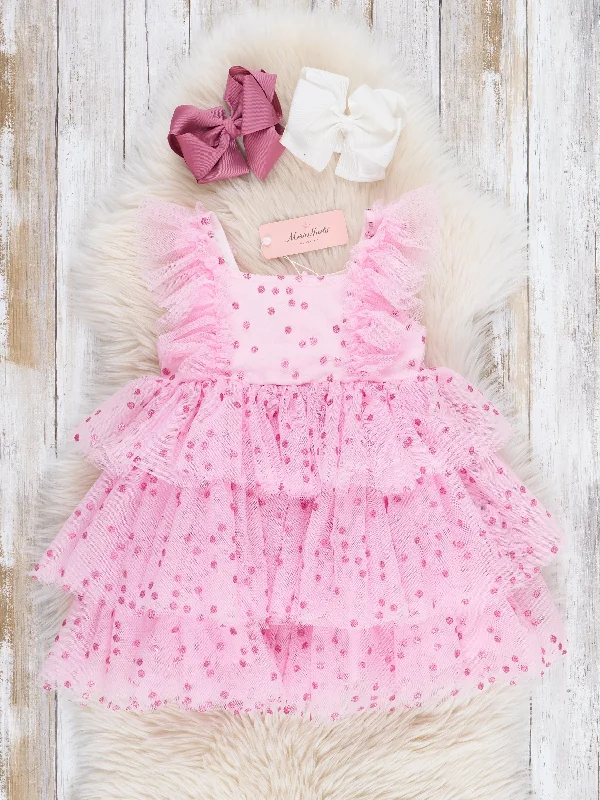 Sweet Pink Sparkle Tiered Tulle Dress