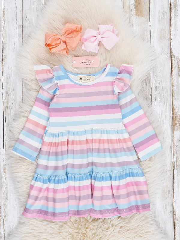 Sweet Sherbet Stripes Tiered Ruffle Dress