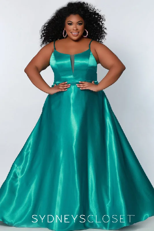 Sydneys Closet SC7338 Size 16 Green Long A Line Plus Size Formal Prom Dress V Neck Gown Sydneys Closet SC7338 Size 16 Green Long A Line Plus Size Formal Prom Dress V Neck Gown