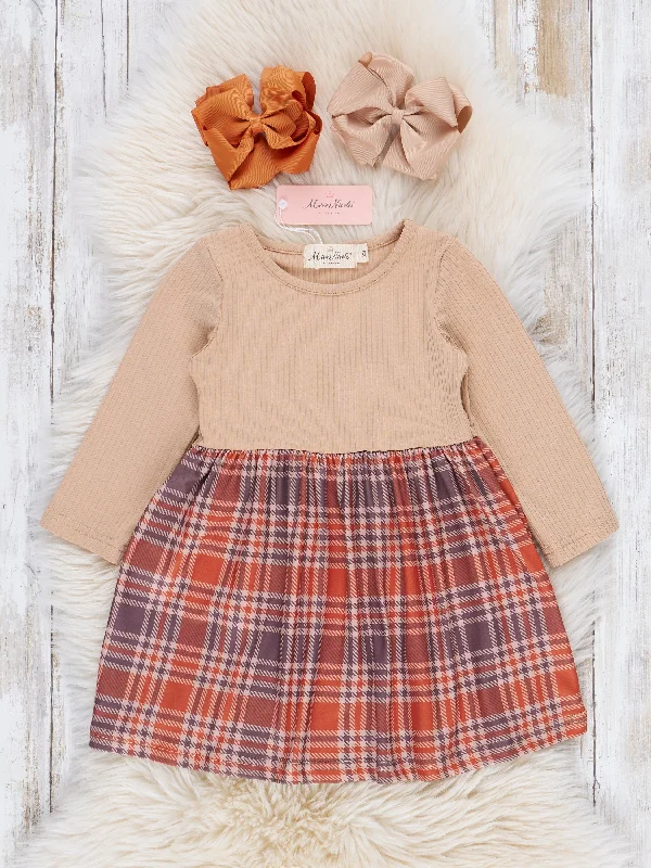 Tan Fall Plaid Dress