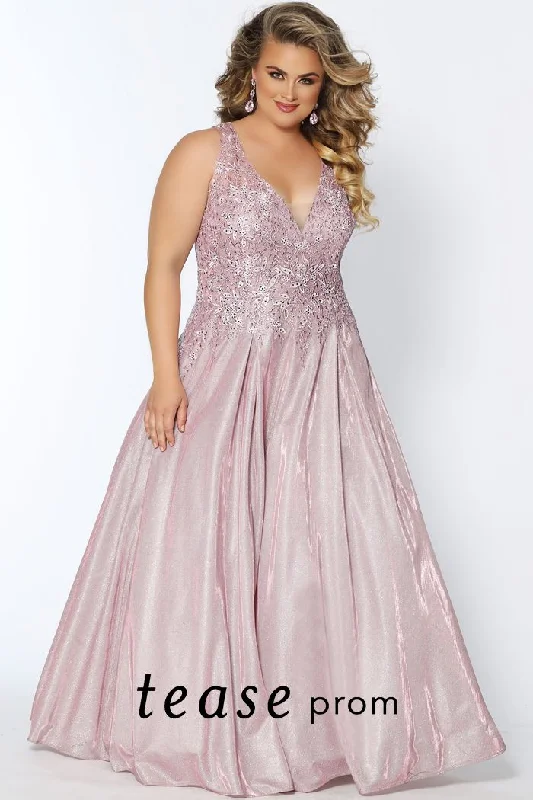 Tease Prom TE2027 size 20 Dusty Rose embellished v neckline a line shimmer prom dress Tease Prom TE2027 size 20 Dusty Rose embellished v neckline a line shimmer prom dress