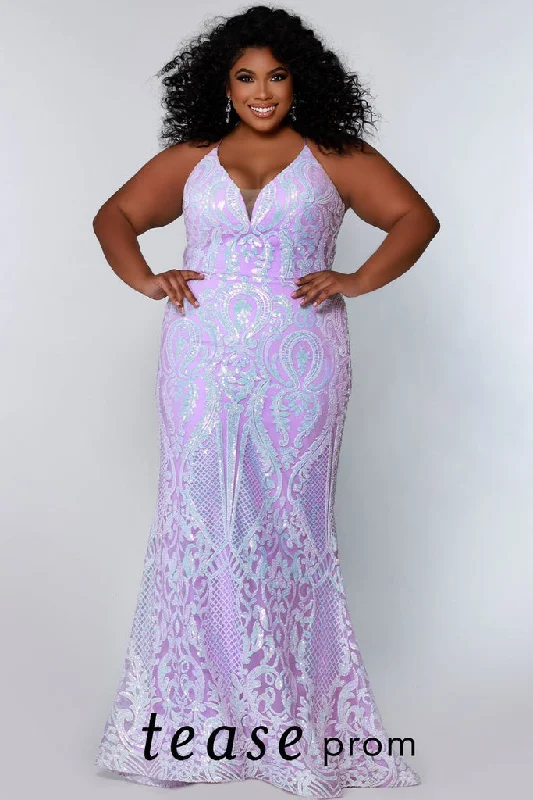 Tease Prom TE2205 Size 16 Lavender Long Fitted Sequin Plus Size Prom Dress Formal Gown Corset Tease Prom TE2205 Size 16 Lavender Long Fitted Sequin Plus Size Prom Dress Formal Gown Corset
