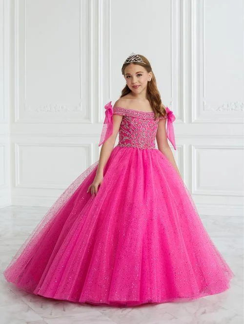 Tiffany Princess 13677 Size 16 Fuchsia Girls Pageant Dress Beaded Glitter Bow A Line Formal Tulle Ball Gown Tiffany Princess 13677 Size 16 Fuchsia Girls Pageant Dress Beaded Glitter Bow A Line Formal Tulle Ball Gown