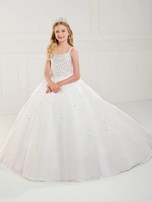 Tiffany Princess 13739 Size 2 White Girls Pageant Dress Tulle Pearl Beaded A Line Corset Ball Gown Preteen Tiffany Princess 13739 Size 2 White Girls Pageant Dress Tulle Pearl Beaded A Line Corset Ball Gown Preteen