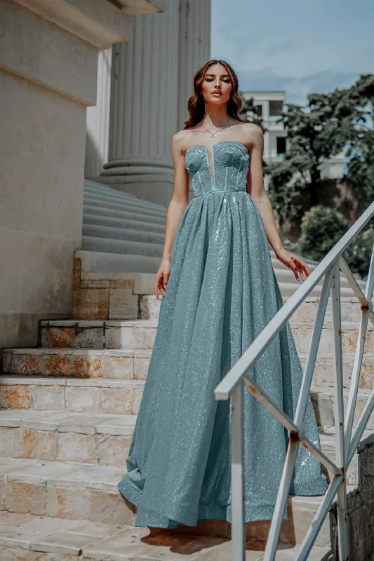 Tina Holly Couture TK313 Ice Blue Sequin Strapless Sweet Heart Neck Line With An A-Line Fit Formal Dress Tina Holly Couture TK313 Ice Blue Sequin Strapless Sweet Heart Neck Line With An A-Line Fit Formal Dress