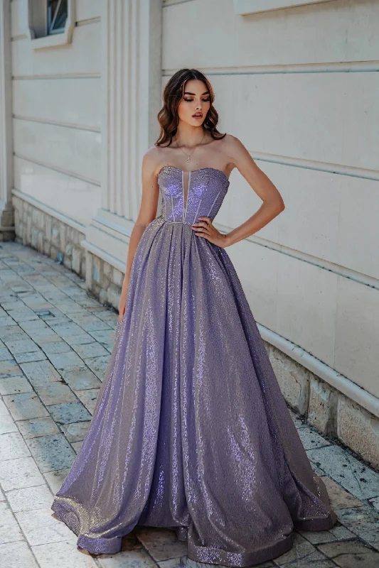 Tina Holly Couture TK313 Lilac Sequin Strapless Sweet Heart Neck Line With An A-Line Fit Formal Dress Tina Holly Couture TK313 Lilac Sequin Strapless Sweet Heart Neck Line With An A-Line Fit Formal Dress