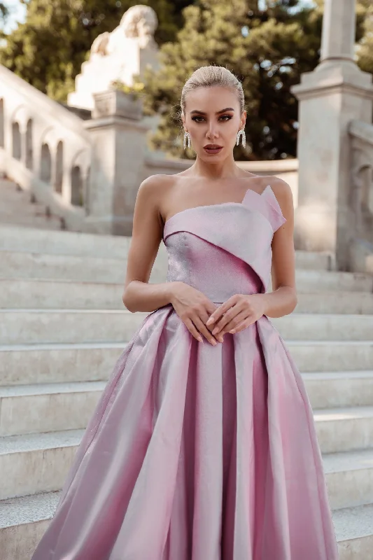 Tina Holly Couture TW071 Pearl Pink Strapless Straight Neck With An A-Line Fit Formal Dress Tina Holly Couture TW071 Pearl Pink Strapless Straight Neck With An A-Line Fit Formal Dress