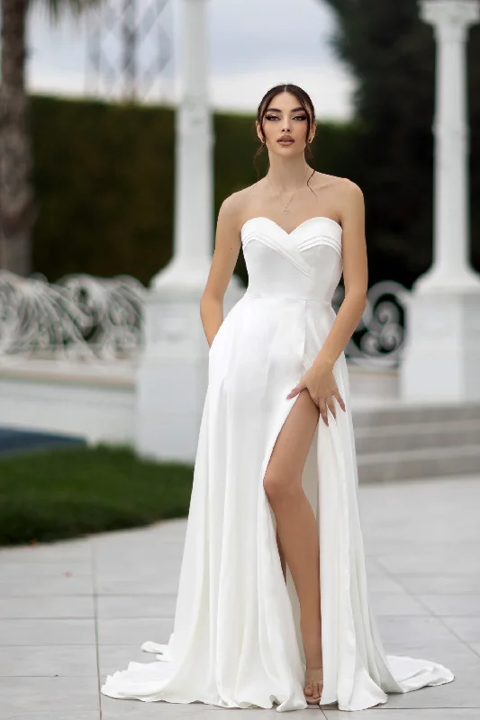 Tina Holly Couture TW105 Off White Satin Strapless Sweetheart Ball Gown Bridal Formal Dress Tina Holly Couture TW105 Off White Satin Strapless Sweetheart Ball Gown Bridal Formal Dress