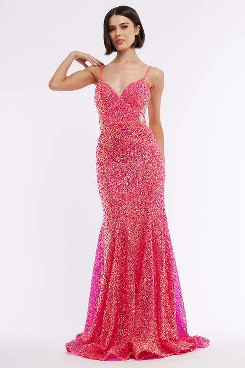 Vienna Prom 8878 Size 0 Fuchsia Backless sheer Cut out sequin Prom Dress Formal Fitted Gown Pageant Vienna Prom 8878 Size 0 Fuchsia Backless sheer Cut out sequin Prom Dress Formal Fitted Gown Pageant