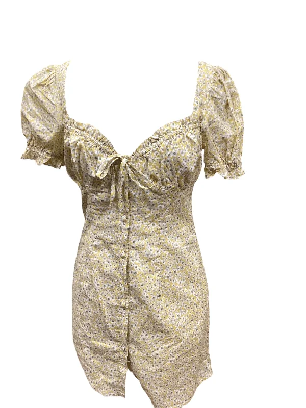 Yellow Dress Casual Short Bardot, Size S