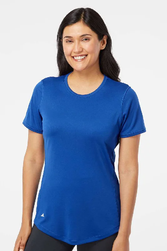 Adidas Womens UPF 50+ Short Sleeve Crewneck T-Shirt - Collegiate Royal Blue Striped Floral Plaid Adidas Womens UPF 50+ Short Sleeve Crewneck T-Shirt - Collegiate Royal Blue Striped Floral Plaid