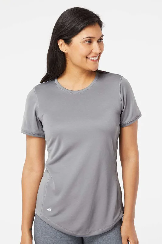 Adidas Womens UPF 50+ Short Sleeve Crewneck T-Shirt - Grey Notch Collar Peter Pan Collar Cowl Neck Adidas Womens UPF 50+ Short Sleeve Crewneck T-Shirt - Grey Notch Collar Peter Pan Collar Cowl Neck