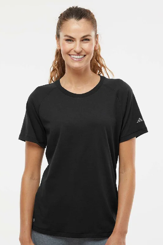 Adidas Womens Short Sleeve Crewneck T-Shirt - Black Chenille Brocade Lace