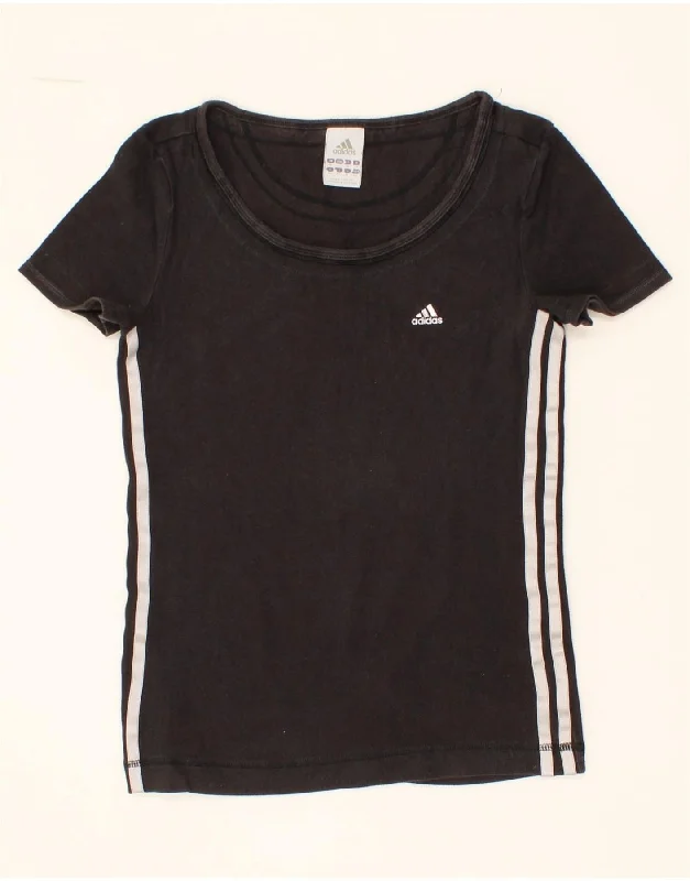 ADIDAS Womens T-Shirt Top UK 10 Small  Black Iron Safe Non-Iron Wrinkle Free