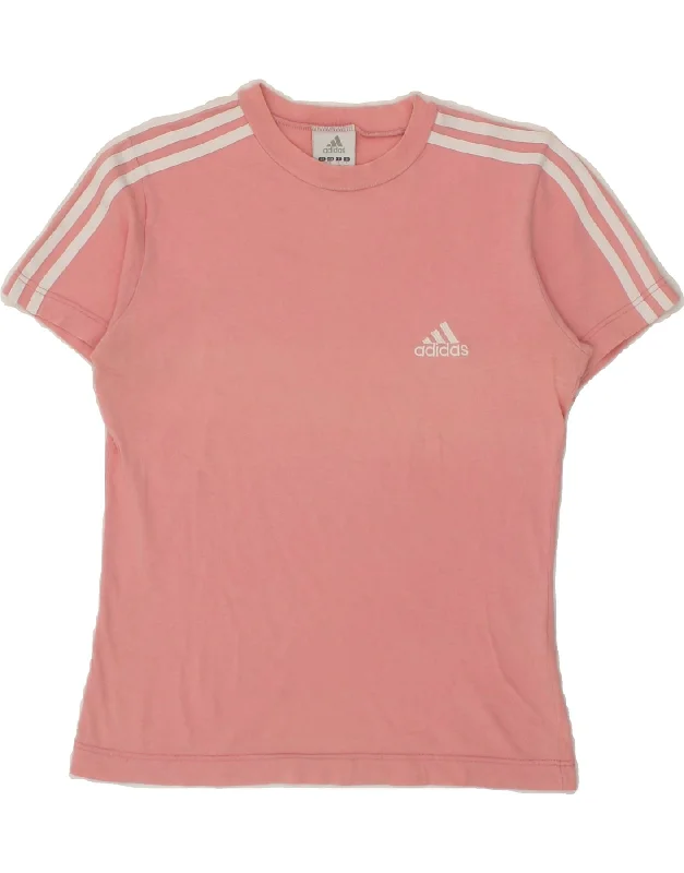 ADIDAS Womens T-Shirt Top UK 10 Small Pink Cotton Casual Formal Business