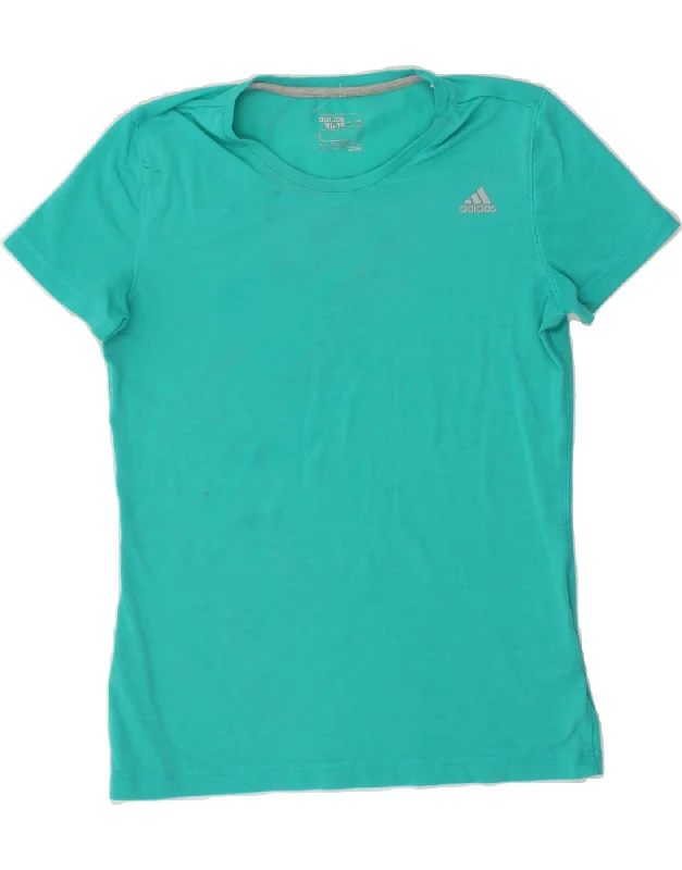 ADIDAS Womens T-Shirt Top UK 16/18 Large Turquoise Elegant Classic Vintage