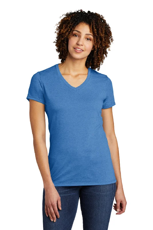 Allmade Womens Short Sleeve V-Neck T-Shirt - Azure Blue Front Pockets Side Pockets Patch Pockets Allmade Womens Short Sleeve V-Neck T-Shirt - Azure Blue Front Pockets Side Pockets Patch Pockets