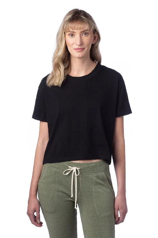 Alternative Womens Headliner Cropped Go To Short Sleeve Crewneck T-Shirt - Black Jersey Fabric Tulle Fabric Batik Fabric Alternative Womens Headliner Cropped Go To Short Sleeve Crewneck T-Shirt - Black Jersey Fabric Tulle Fabric Batik Fabric