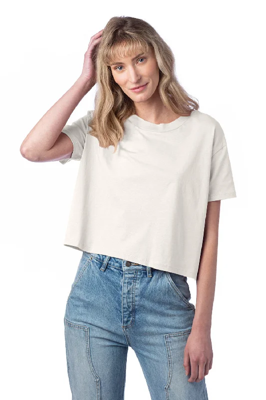 Alternative Womens Headliner Cropped Go To Short Sleeve Crewneck T-Shirt - Natural Chenille Fabric Brocade Fabric Lace Fabric Alternative Womens Headliner Cropped Go To Short Sleeve Crewneck T-Shirt - Natural Chenille Fabric Brocade Fabric Lace Fabric