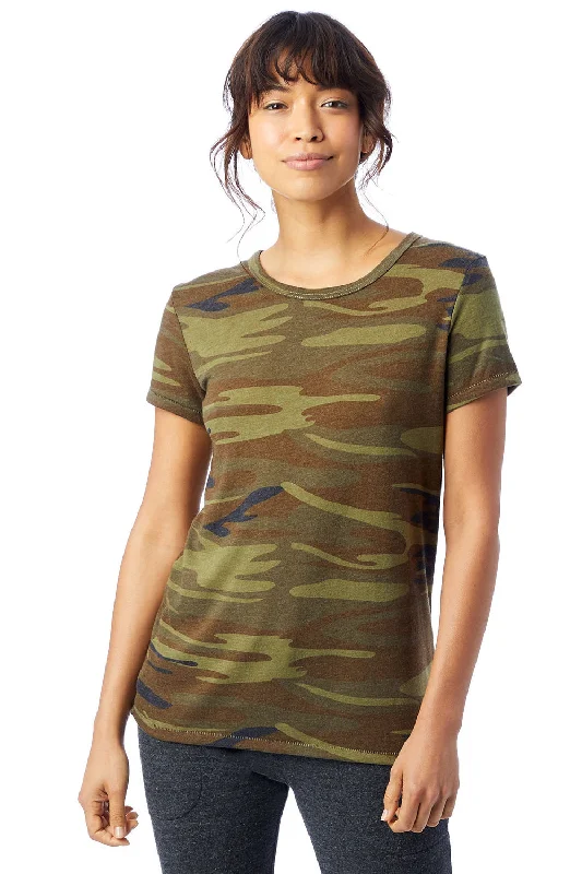 Alternative Womens Ideal Short Sleeve Crewneck T-Shirt - Camo Striped Floral Plaid
