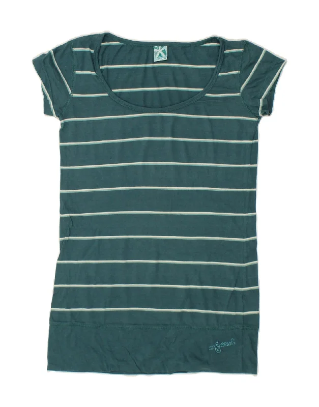 ANIMAL Womens T-Shirt Top UK 10 Small Green Striped Plaid T-Shirt Polka Dot Checkered