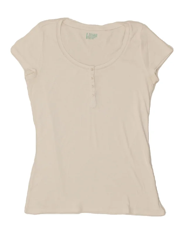 BENETTON Womens T-Shirt Top UK 14 Large White Cotton Fleece Fabric Down Fabric Feather Fabric BENETTON Womens T-Shirt Top UK 14 Large White Cotton Fleece Fabric Down Fabric Feather Fabric