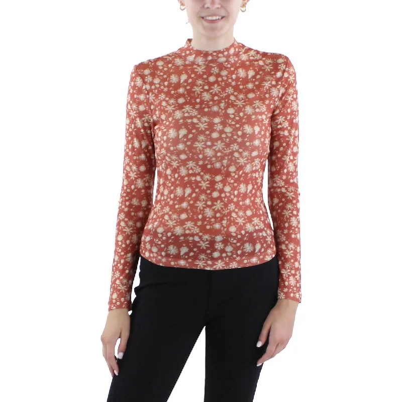 Black Tape_ Womens Mesh Floral print Pullover Top