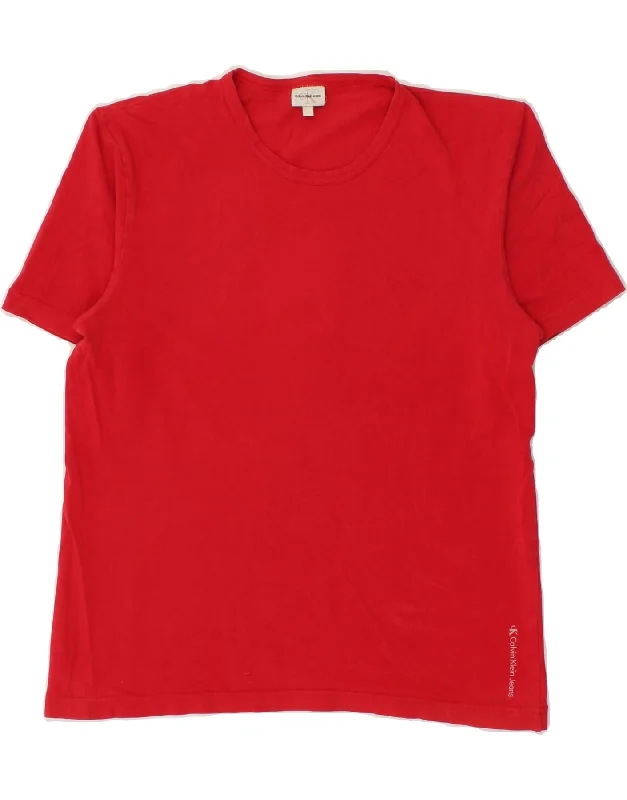 CALVIN KLEIN JEANS Womens T-Shirt Top UK 16 Large Red Satin Fabric Silk Fabric Chiffon Fabric CALVIN KLEIN JEANS Womens T-Shirt Top UK 16 Large Red Satin Fabric Silk Fabric Chiffon Fabric