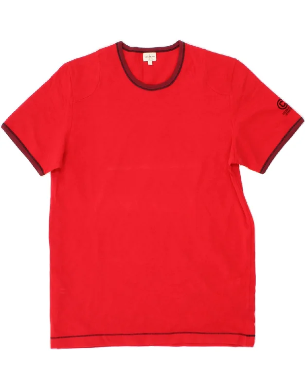 CALVIN KLEIN JEANS Womens T-Shirt Top UK 16 Large Red Ribbed T-Shirt High Neck Heavyweight CALVIN KLEIN JEANS Womens T-Shirt Top UK 16 Large Red Ribbed T-Shirt High Neck Heavyweight