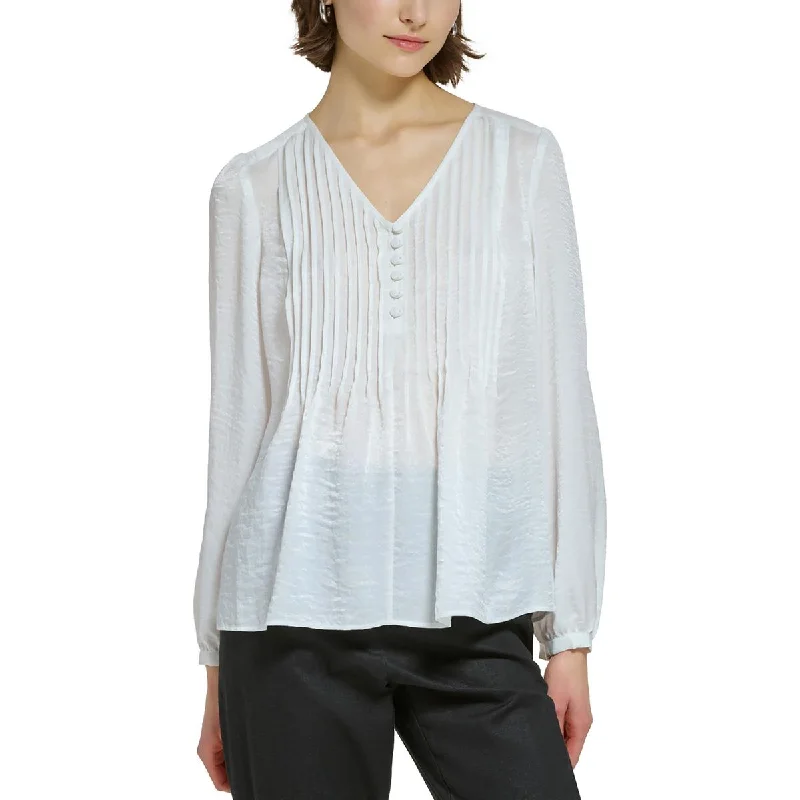 Calvin Klein Womens Ruffled Pullover Top