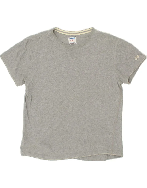 CHAMPION Womens T-Shirt Top UK 10 Small Grey Cotton Elasticated Padded Insulated