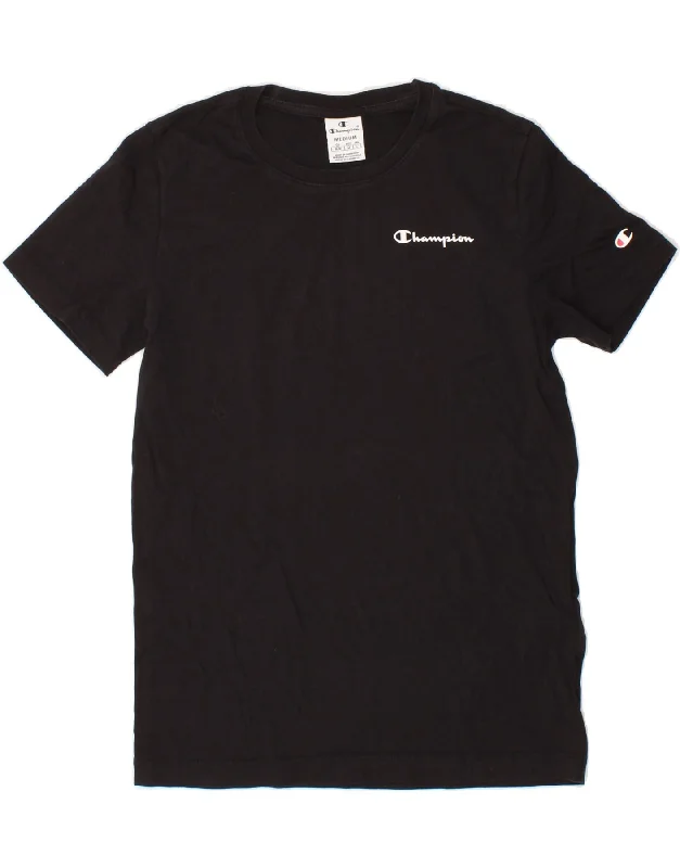 CHAMPION Womens T-Shirt Top UK 12 Medium Black Machine Wash Dry Clean Hand Wash