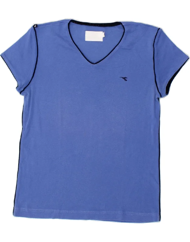 DIADORA Womens T-Shirt Top UK 10 Small Blue Cotton Oversized T-Shirt Spandex breathable DIADORA Womens T-Shirt Top UK 10 Small Blue Cotton Oversized T-Shirt Spandex breathable