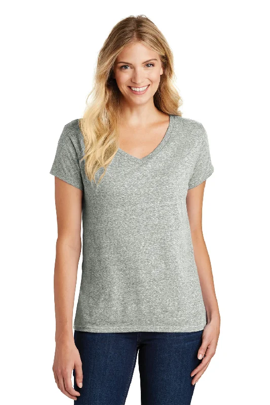 District Womens Astro Short Sleeve V-Neck T-Shirt - Grey - Closeout Solid Color Striped Floral