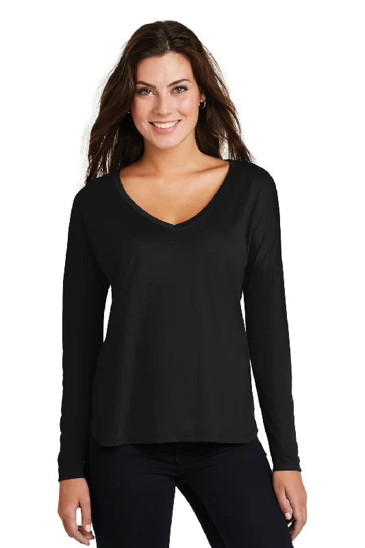 District Womens Drapey Short Sleeve V-Neck T-Shirt - Black - Closeout Modern Contemporary Chic District Womens Drapey Short Sleeve V-Neck T-Shirt - Black - Closeout Modern Contemporary Chic
