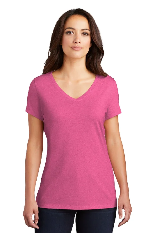 District Womens Perfect Tri Short Sleeve V-Neck T-Shirt - Fuchsia Pink Frost Iron Safe Non-Iron Wrinkle Free District Womens Perfect Tri Short Sleeve V-Neck T-Shirt - Fuchsia Pink Frost Iron Safe Non-Iron Wrinkle Free