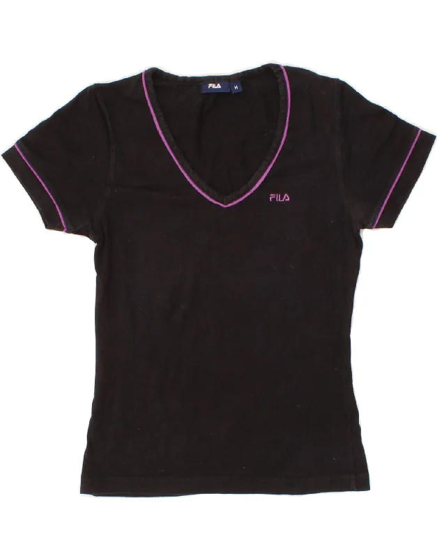 FILA Womens T-Shirt Top UK 12 Medium Black Cotton Spandex Blend Rayon Blend Denim Blend FILA Womens T-Shirt Top UK 12 Medium Black Cotton Spandex Blend Rayon Blend Denim Blend