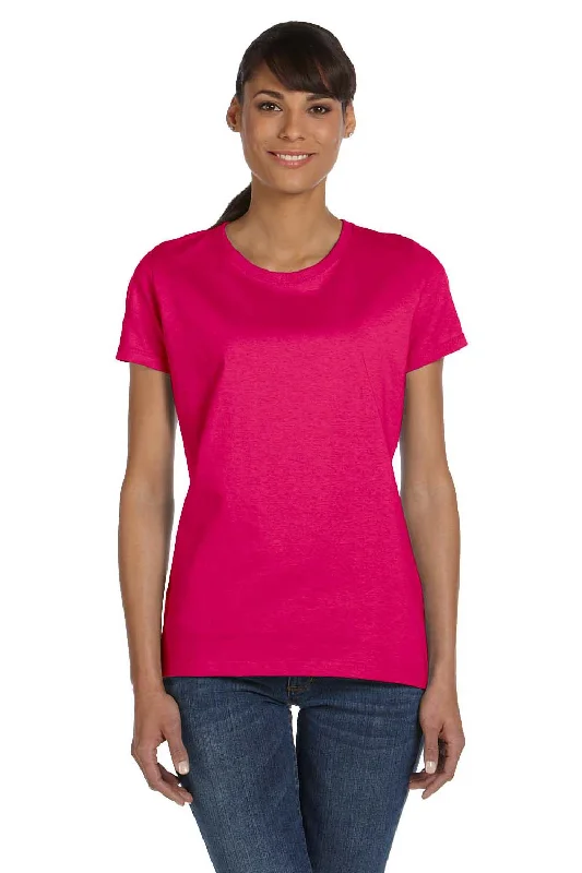 Fruit Of The Loom Womens HD Jersey Short Sleeve Crewneck T-Shirt - Cyber Pink Collared Crew Neck Turtle Neck Fruit Of The Loom Womens HD Jersey Short Sleeve Crewneck T-Shirt - Cyber Pink Collared Crew Neck Turtle Neck