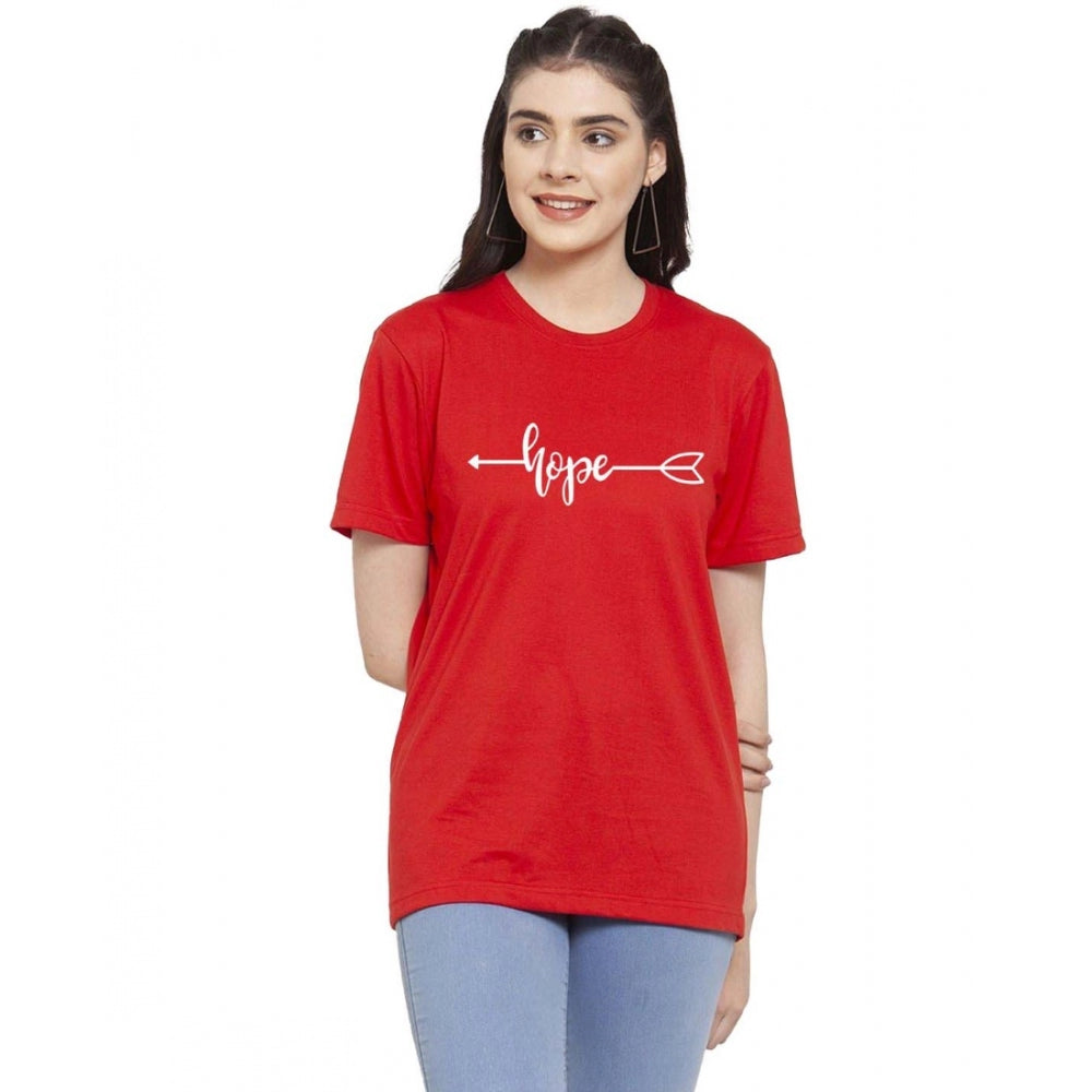Generic Women's Cotton Blend Hope Printed T-Shirt (Red) Iron Safe Non-Iron Wrinkle Free Generic Women's Cotton Blend Hope Printed T-Shirt (Red) Iron Safe Non-Iron Wrinkle Free