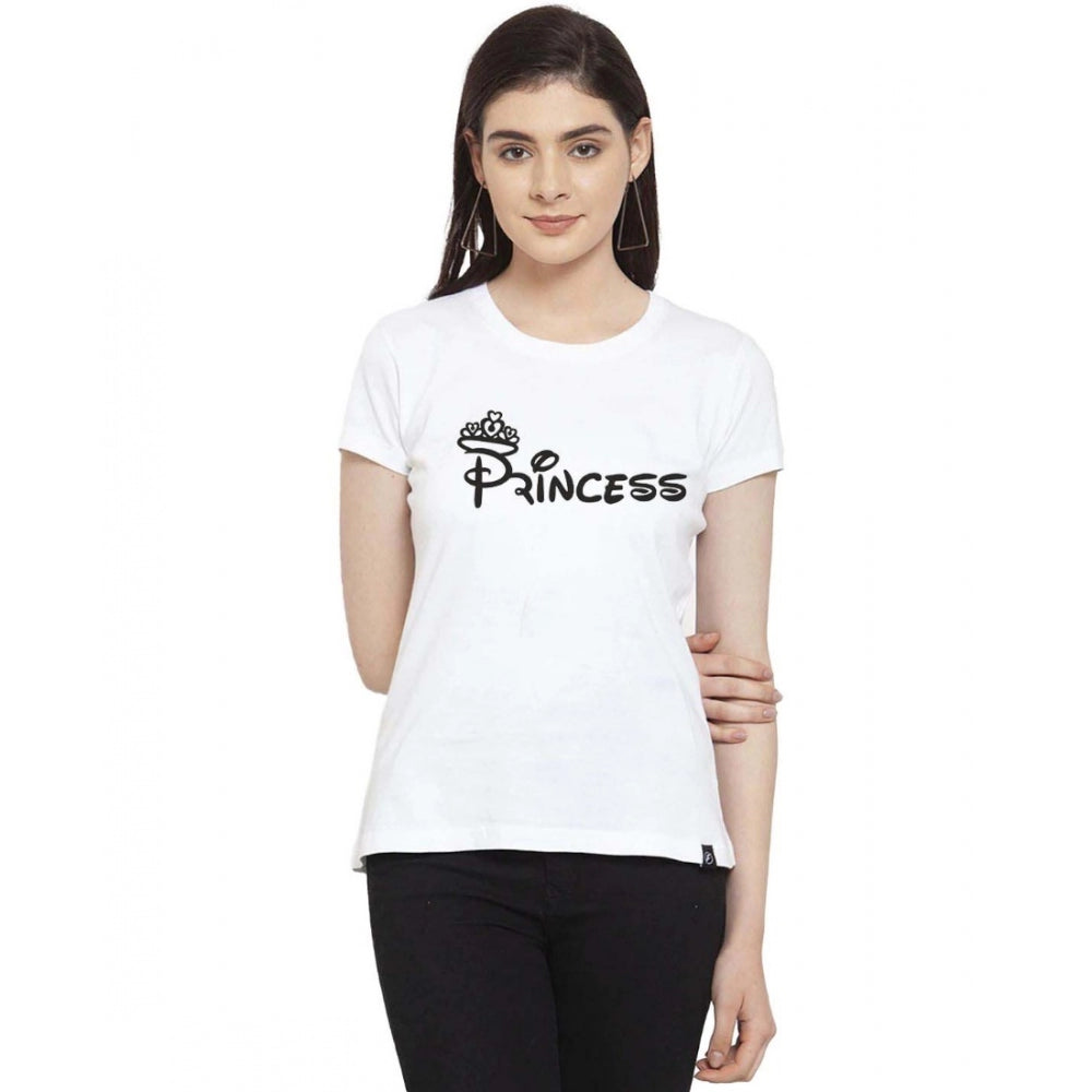 Generic Women's Cotton Blend Princess Printed T-Shirt (White) Casual Formal Business Generic Women's Cotton Blend Princess Printed T-Shirt (White) Casual Formal Business