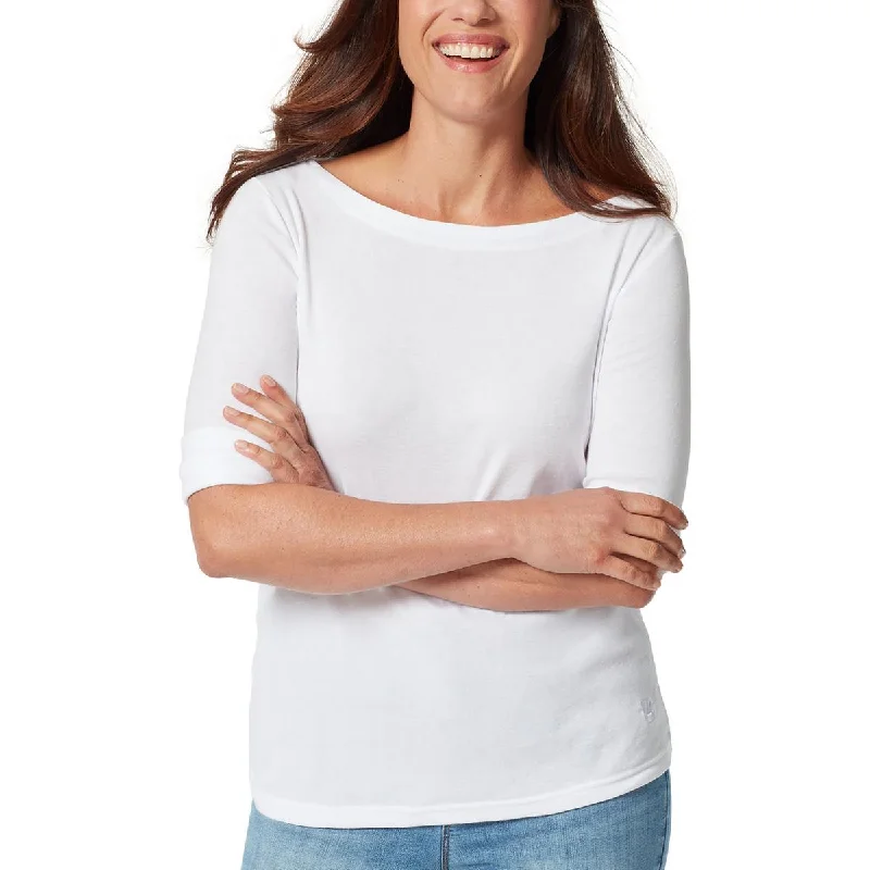 Gloria Vanderbilt Womens Boat Neckline Elbow Sleeves T-Shirt Faux Fur Fabric Real Fur Fabric Shearling Fabric Gloria Vanderbilt Womens Boat Neckline Elbow Sleeves T-Shirt Faux Fur Fabric Real Fur Fabric Shearling Fabric