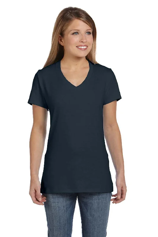 Hanes Womens Nano-T Short Sleeve V-Neck T-Shirt - Vintage Black - Closeout Front Pockets Side Pockets Patch Pockets Hanes Womens Nano-T Short Sleeve V-Neck T-Shirt - Vintage Black - Closeout Front Pockets Side Pockets Patch Pockets