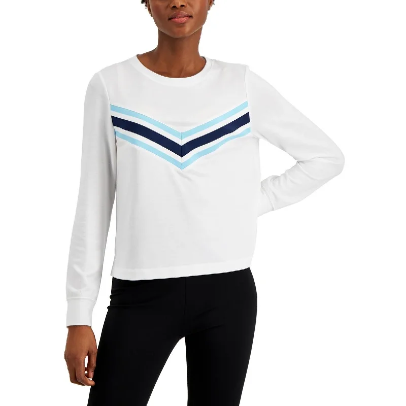 Ideology Womens Long Sleeve Chevron Pullover Top