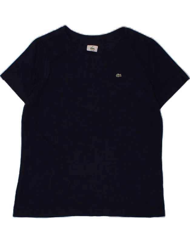 LACOSTE Womens T-Shirt Top Size 48 2XL Navy Blue Cotton Plaid T-Shirt Polka Dot Checkered LACOSTE Womens T-Shirt Top Size 48 2XL Navy Blue Cotton Plaid T-Shirt Polka Dot Checkered