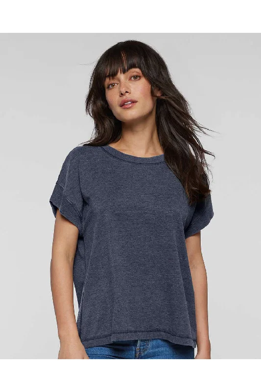 LAT Womens Relaxed Vintage Wash Short Sleeve Crewneck T-Shirt - Navy Blue - NEW Houndstooth Herringbone Solid LAT Womens Relaxed Vintage Wash Short Sleeve Crewneck T-Shirt - Navy Blue - NEW Houndstooth Herringbone Solid