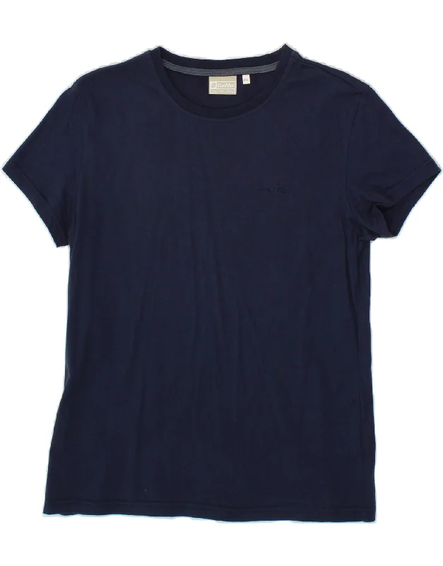LOTTO Womens T-Shirt Top UK 20 2XL Navy Blue Cotton Real Fur Shearling Chenille