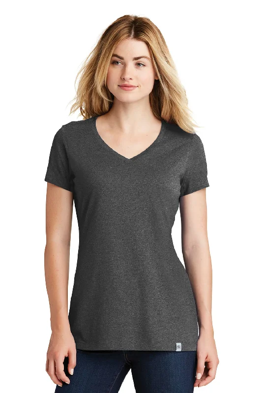 New Era Womens Heritage Short Sleeve V-Neck T-Shirt - Heather Black Handmade Hand-knitted Hand-woven New Era Womens Heritage Short Sleeve V-Neck T-Shirt - Heather Black Handmade Hand-knitted Hand-woven